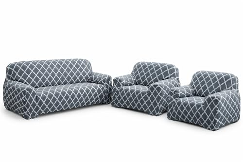 Image of Sofa Cover 5 Seater Fitted Sofa Cover 3 Seater and 2 Seater Fully Covered Universal 5 Seater Sofa Cover Non-Slip Sticky Elastic Stretchable Sofa Set Slipcover Protector for (3+1+1 Seater)