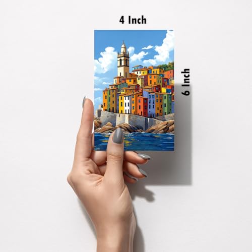 Image of SiddArtify Colorful Coastal Town Wall Art Prints Set - Modern Cityscape Poster Decor for Living Room Bedroom Office - Set of 2-4x6 Inch - Board (Pack of 6) - Sticker (Pack of 6)