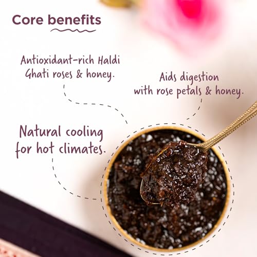 Rose Petal Jam Gulkand 10.6 Oz | Made from Premium Chaitri Rose Naturally Sweetened with Unrefined Rock Sugar & Raw Honey |Best for Pan,Ice Cream & Smoothies | Two Brothers Organic Farms