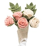 Glaciart One Felt Roses Flowers Artificial Bouquet - 5 pcs|Reusable, Washable and Essential Oil Ready Multi Color Artificial Flowers w/Bendable Wire Stem |Great as Gift and Home or Event Decorations
