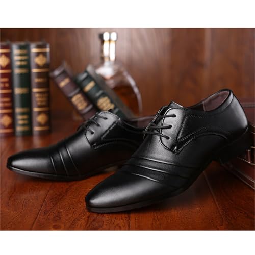 Image of Mens Modern Leather Oxford Business Formal Tuxedo Lace Up Dress Shoes for Men