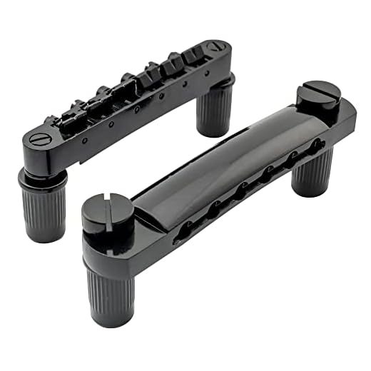 Musiclily ABR-1 Tune-O-Matic Puente y Cordal Stop Bar Tailpiece Set con Postes M8 para Guitarra Eléctrica Epiphone Les Paul, Negro