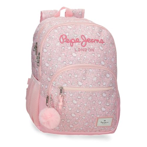 Sac à dos scolaire Pepe Jeans MIA rose clair 31L à double compartiment