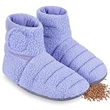 REVIX Botines y Calentadores de pies Aptos para microondas, Calentadores de pies con Ajuste Regulable y Antideslizantes, Calcetines calentables para microondas para Mujeres y Hombres, Purple S