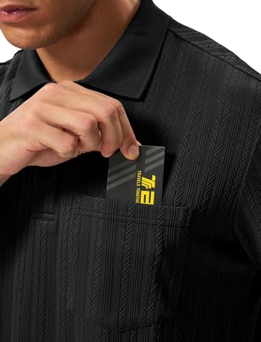 Image of TBMPOY Mens Casual Knit Polo with Pocket Textured Shirts Short Sleeve Classic Summer Vacation