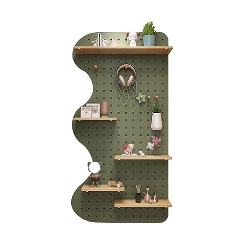PFCDZDU Pegboard Wall Organizer Panels, Wall Mounted Solid Wood Peg Board Combination Kit, Home Office Hanging DIY Storage Display Wall Modular Shelf (Color : Green, Size : 60x120cm)