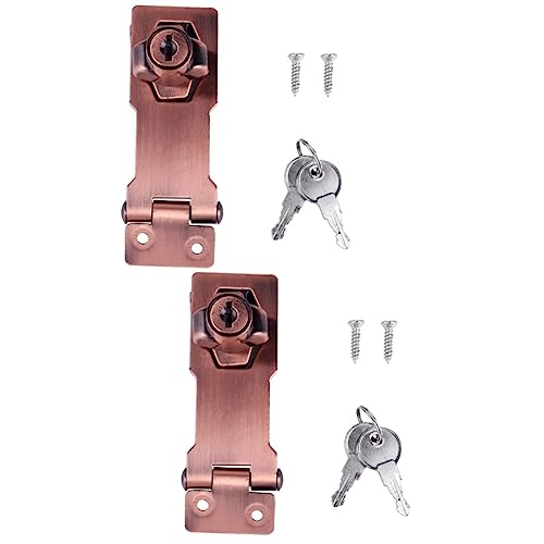 Mikikit 2pcs 3 Door Latch 90 Degree Hasp Zinc Alloy Hasp Safety Locking Hasp Keyed Locking Hasp Keyed Hasp Lock