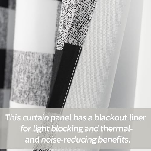 DriftAway Buffalo Plaid Check Curtains Black and White Buffalo Checkered Blackout Curtains for Farmhouse Bedroom Living Room Darkening Thermal Country Window Treatment Curtains 2 Panels 96 Inch Long