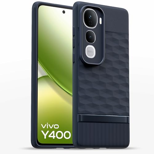 Image of Pikkme Back Cover for Vivo Y400 5G Camera Protection 3D Hexa Cube Design Silicone Protective Bumper Case (Blue)