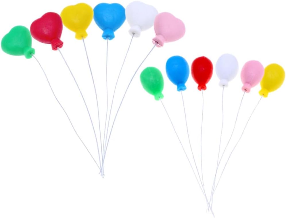 24pcs Mini Colorful Balloons for Dollhouse Decor Cute Cupcake Toppers Miniature Landscape Ornaments for Photo Props and Party Decorations