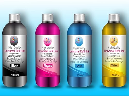 Image of CANOFF CMYK Refill Ink Compatible for - DCP-T300 /T310 /T420W /T426W /T510W /T520W /T710W /T720DW - MFC-T800W /T810W /T910DW - (and Other Models That Support Brother Ink Tank Systems (1000ml X 4)