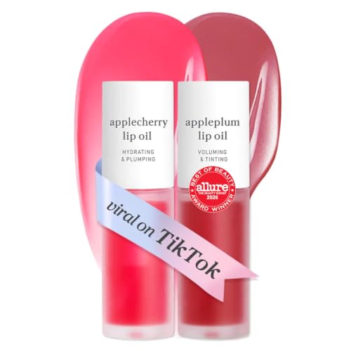 NOONI Korean Lip Oil Duo Set - Applecherry &amp; Appleplum - Plumping Lip Gloss