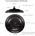 Etanche noire LED Plafond luminaire,avec haut-parleur Bluetooth,11Inch 18W, 2700K-6500K Lampe à musique variable,RGB Lumière de changement de couleur avec télécommande,pour salle de bain,douche,Chambre