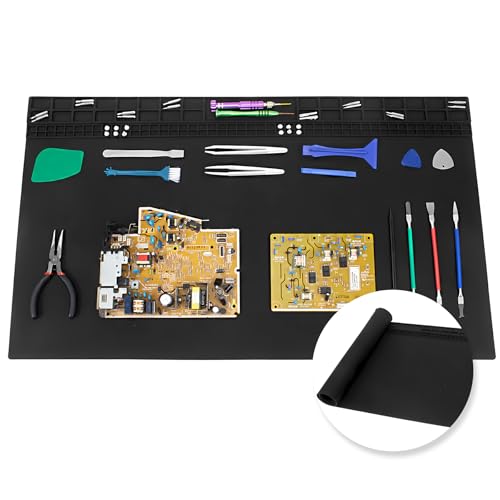 Tapis de soudure silicone résistant chaleur 932°F grand tapis réparation électronique noir
