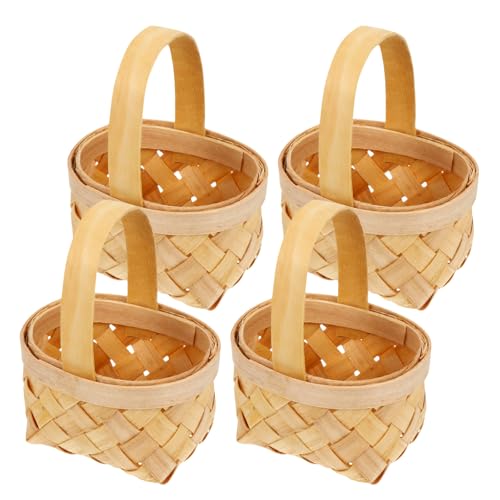 HOODANCOS Handgewebte Holzkörbe 4 Stück Klein Aufbewahrungskörbe...