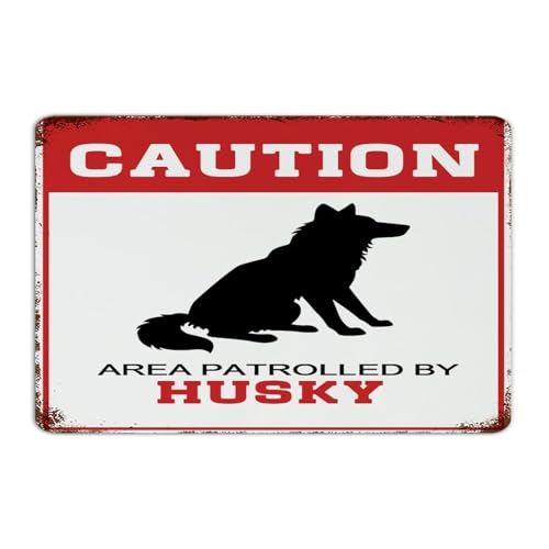 Plaque husky en métal vintage 30x45 cm pour avertissement de cour extérieure