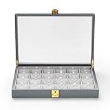 Woodtenジュエリーボックスネックレス収納ボックス24区画 大容量 ファッション ラグジュアリー（グレー）X06506