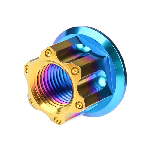 Image of Titanium M6 M8 M10 M12 M14 M16 Flange Bolt Nut Bicycle Motorcycle Rear Axle Car Modification Accessories Pack of 6 (M12 Pitch 1.25mm, Iridescent Blue)