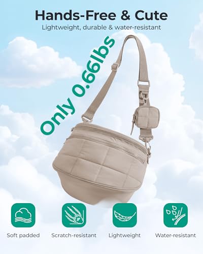Image of BAGSMART Crossbody Bags for Women, Puffer Cute Bum Bag with Pouch, Quilted Hobo Bag for Daily Travel College