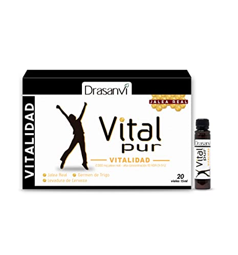 DRASANVI VITALPUR VITALIDAD - Jalea Real + Germen de Trigo + Levadura de Cerveza - Rico en nutrientes, vitaminas, minerales y ácidos grasos - 20 viales x 15ml