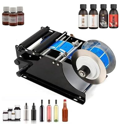 Small Manual Label Applicator, Semi-Automatic Adjustable Bottle Labeling Machine Labeler, Self-Adhesive, 30 Pieces/min, for Round Food, Chemical, Cosmetics, Medicine