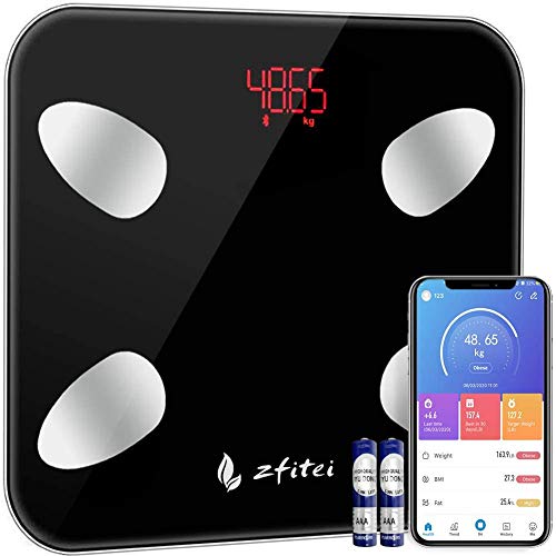ZFITEI Smart Scale for body weight, Wireless Digital BIM Weight Scale, Body Composition Analyzer Health with Smartphone APP, 396lbs-Black