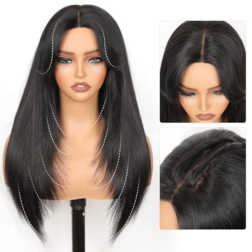 Ruiyu Layered Curtain Bangs Wig Human Hair Face Framing 6x4