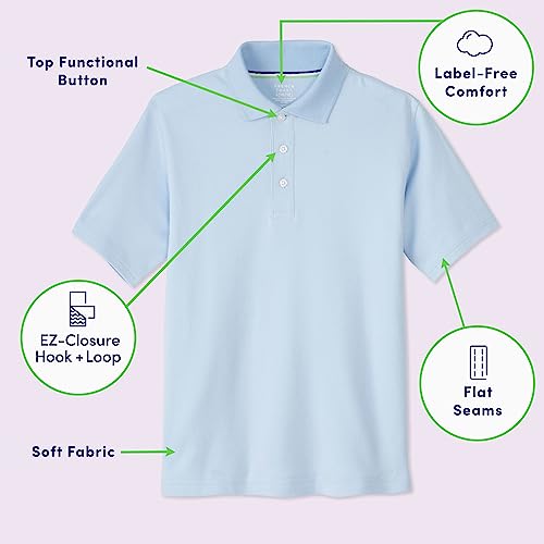 French Toast Kids' Adaptive Short Sleeve Polo Shirt | Hook and Loop Placket | Flat Seams3