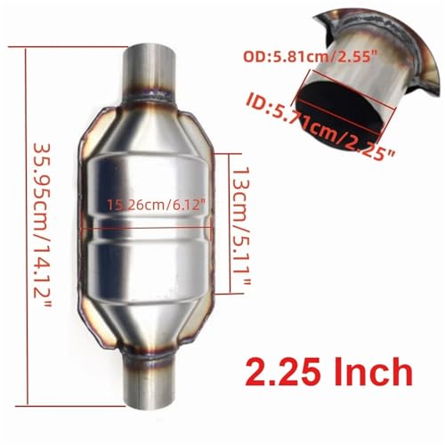 Convertidor catalítico universal de 2.25 pulgadas en acero inoxidable con silenciador de alto flujo 3