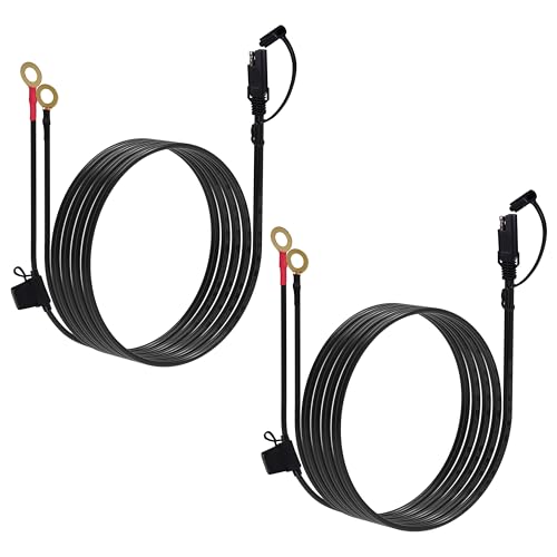 Image of unrulysoul 5FT 18AWG SAE Extension Cable, SAE Battery Charger Cord 18 AWG, 2 Pin Quick Disconnect SAE to O Ring Terminal Harness Extension Cord for Solar Batteries Cars Motorcycles, 2pcs