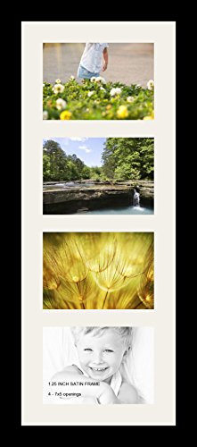 ArtToFrames Collage Photo Frame Single Mat with 4-5x7 Openings and Satin Black Frame.