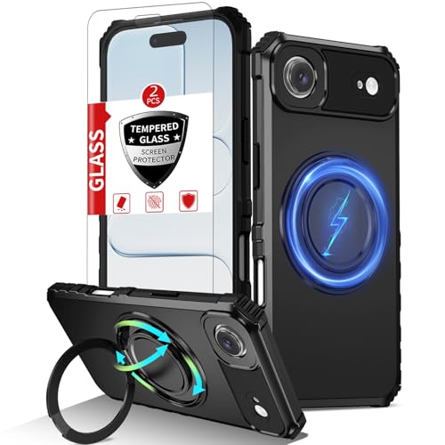Coque iPhone 17 Air antichoc militaire à anneau rotatif et charge MagSafe
