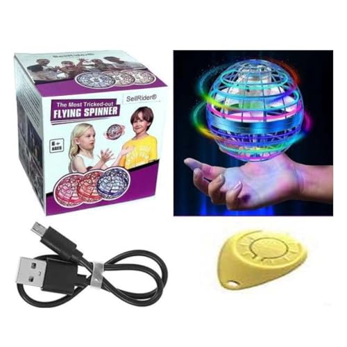 Image of Flying Toy Combo | Infrared Induction RC Helicopter with 3D Lights + USB Rechargeable RGB Boomerang Spinner Ball | Gravity Control Indoor & Outdoor Fun Toys for Kids
