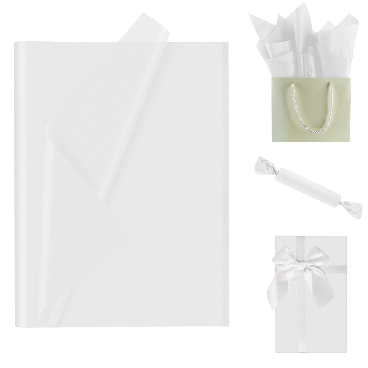 Carta Velenata Bianca 70x50cm - 50 Fogli, Per Regali, Fiori, Artigianato, Decorazioni - Foto 4