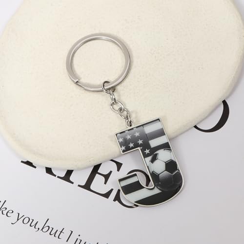 Bag Charms Initial A-Z Letter Keychain Bag Charm Soccer Keychain for Handbags Sports Bag