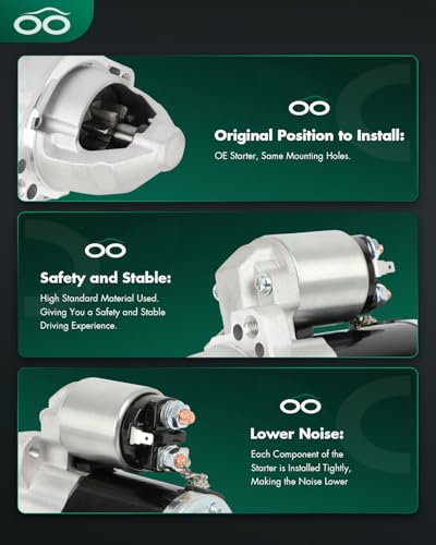 Image of SCITOO Starter Motor fit for Mitsubishi for Lancer 2.0L 2008-2011,for Mitsubishi for Lancer 2.4L 2009-2011,for Mitsubishi for Outlander 2.4L 2008-2010 Replacement Starter 19037