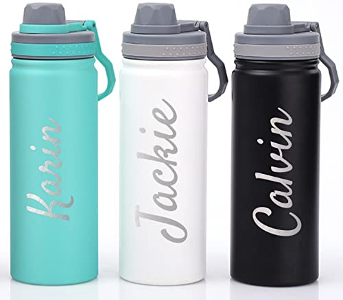 AIPNIS Personalized Water Bottle, Custom Name Engraving Stainless Steel Water Bottle with Spout Lid,Sports Bottle Vacuum-Insulated Stainless-Steel Water Bottle, 18oz