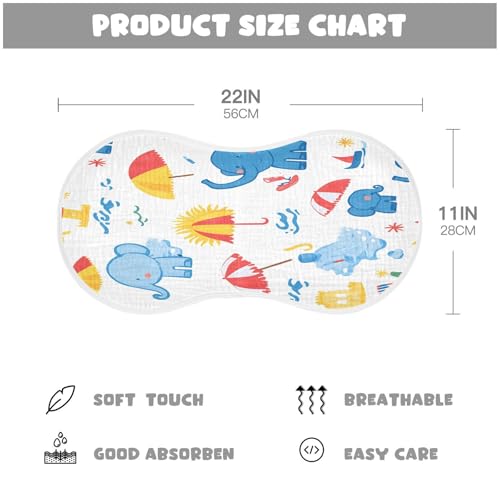 Cartoon Elephant Plant Burp Cloths Cotton Baby Washcloths,Large 22x11in Burping Cloth Absorbent and Soft for Newborn Baby Boys and Girls,4 Pack4
