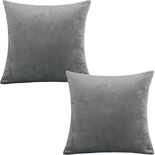 Tennove Cushion Covers 50x50cm Soft Solid Velvet Throw Pillow Covers Pack of 2 Decorative Pillowcases Square Cushion Cases Protectors for Sofa Bed Couch Bench, Wine Red