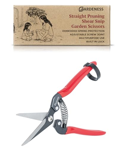 Gardeness Gerade Gartenschere aus SK5-Stahl – Extra scharfe Blumenschere zum Schneiden von Blumen, Früchten, Blättern, Bonsai & Zweigen – Ergonomische Ernteschere für Garten & Haushalt