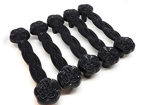 5-Pack Antique Black Powder Finish Cast Iron 5-Inch Large Tray/Drawer/Door Handle Pull | Kitchen Cabinets, Dressers, Closet Drawer's, Cabin Cabinets | CI206 |