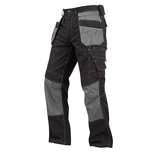 Lee Cooper Werkkleding LCPNT224 Mens Contrast Multi & Holster Pocket Kneepad Werk Veiligheid Cargo Broek Zwart/Grijs, Maat 40 Regelmatig