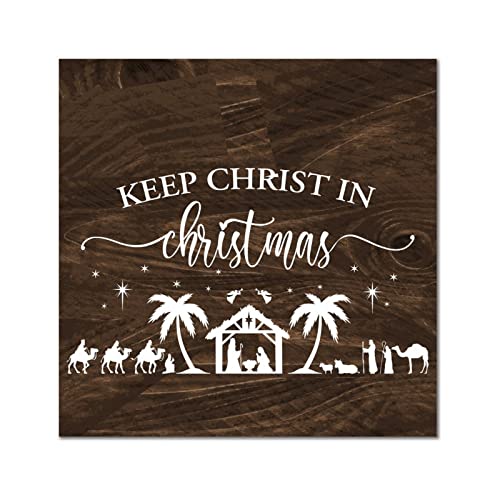 Panneau Keep Christ in Christmas en bois pour habiller un mur vide avec style rustique