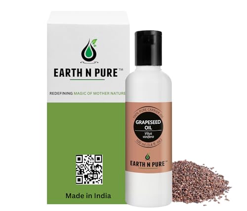 Image of Earth N Pure Grapeseed Oil Cold Pressed, Natural and Therapeutic Grade 100 ml
