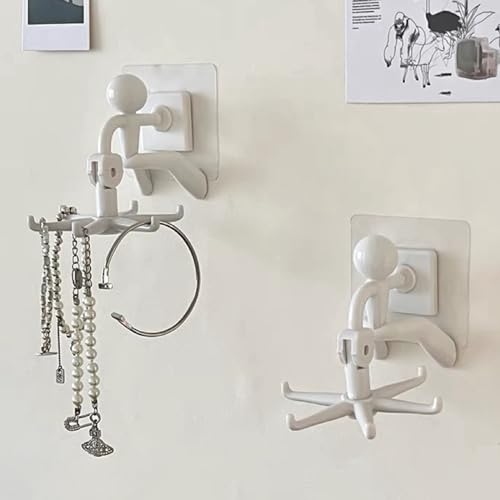 Intersnug Necklace Holder Modern Hanging Jewelry Organizer Storage Space Saving Rotating Necklace and Bracelets Holder for Closet/Door/Wall?White