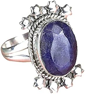 Sapphire Ring, Blue Sapphire Ring, Sterling Silver Ring, September Birthstone, Healing Crystal Jewelry, Sapphire Jewelry, Star Sapphire long Ring, Statement Ring, Promise Ring, Vintage Ring, Antique Jewelry