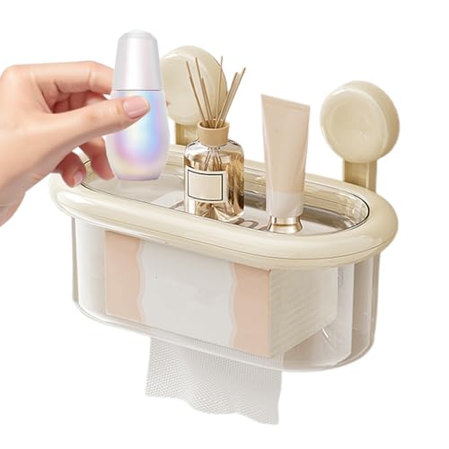 Qfdiwr Porta Pañuelos de Pared,Organizador con Ventosas para Servilletas | Portarrollos De Papel | para Llaves Utilería Cuidado De La Piel Lápiz Labial Hogar Cocina Baño Salón Dormitorio