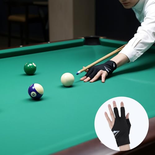 Bremorou Billard Handschuh Klein Billardhandschuh Links Billiard Pool Cue Gloves rutschfeste Poolhandschuhe Zubehör Geeignet Verstellbarer Snooker Handschuhe für Carom Spiele Schwarz