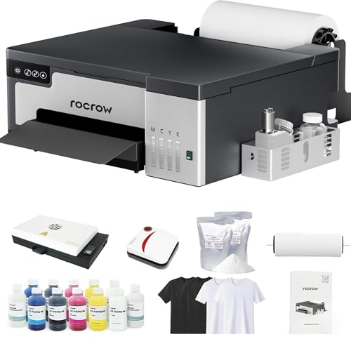 ✅ 10 Best Printer to Convert to DTF 10 RocRow DTF Printer A4 Transfer Printing Machine with White Ink Mixing, Automatic Cleaning for DIY Print, Includes Heat Press, Ink, Film, T-Shirt (A4-Printer + Heat Press + Oven)