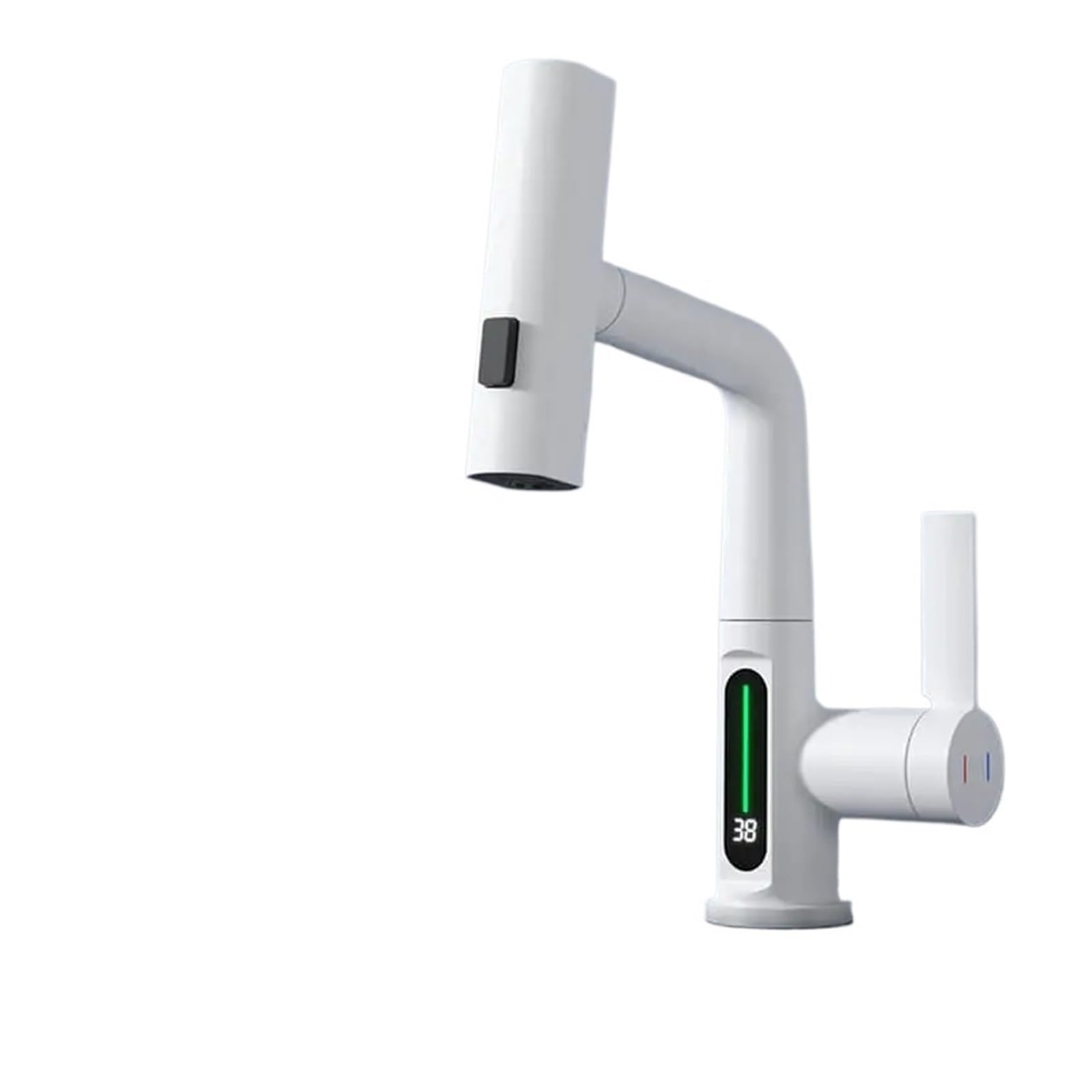 Robinet de lavabo à affichage numérique blanc avec mitigeur cascade d'évier